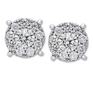 1 CTTW Diamond Halo Studs/14K - Retail $2,200
